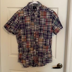 J. CREW- madras shortsleeve buttondown